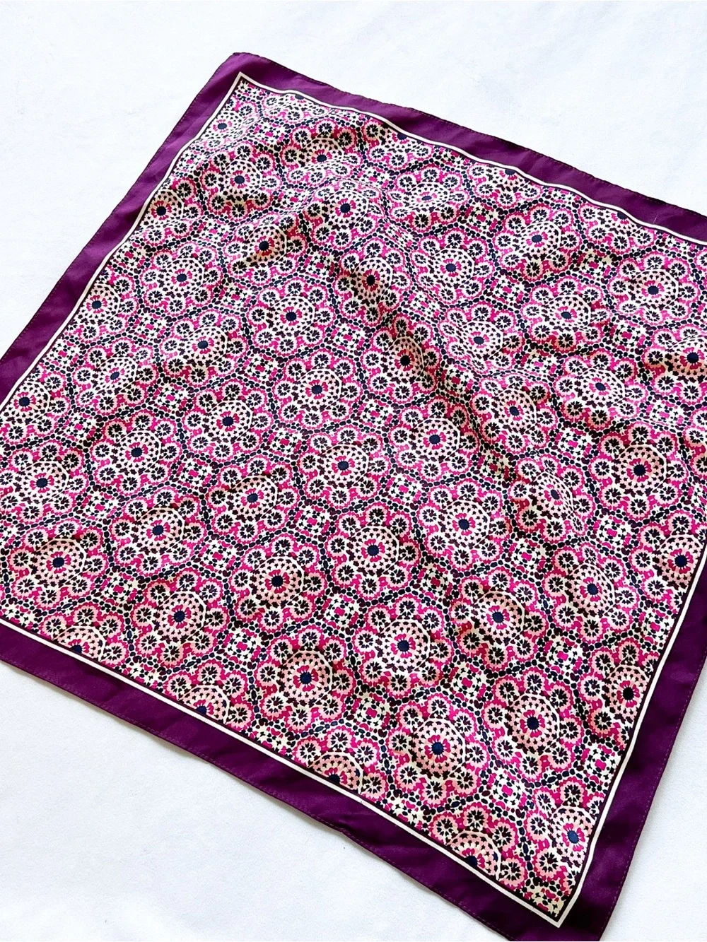 J. Crew Purple and Pink Floral Square Scarf